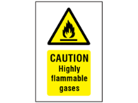 Caution highly flammable gases symbol and text safety sign.