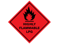 Highly flammable lpg hazard warning diamond label, magnetic