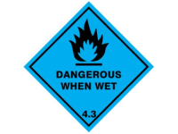 Dangerous when wet, class 4.3, hazard diamond label