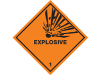Explosive, class 1, hazard diamond label