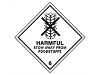Harmful stow away from foodstuffs 6 hazard warning diamond sign