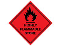 Highly flammable store hazard warning diamond sign