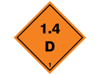 Explosive 1.4 D hazard warning diamond sign