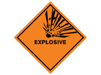 Explosive hazard warning diamond sign