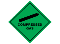 Compressed gas hazard warning diamond sign