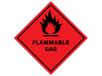 Flammable gas hazard warning diamond sign
