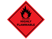 Highly flammable hazard warning diamond sign