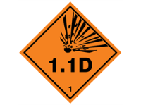 Explosive 1.1 D hazard warning diamond sign