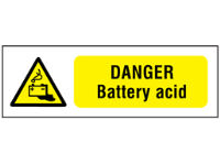 Danger battery acid safety sign.