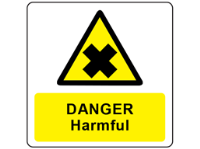 Danger harmful symbol and text safety label.