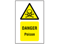 Danger poison symbol and text safety sign.