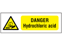 Danger hydrochloric acid safety sign.