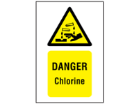 Danger chlorine symbol and text safety sign.
