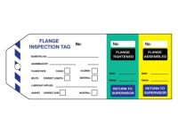 Flange inspection tag (three part) with serial number.