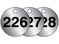 Aluminium valve tags, numbered 226-250