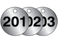 Aluminium valve tags, numbered 201-225