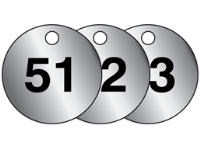 Aluminium valve tags, numbered 51-75