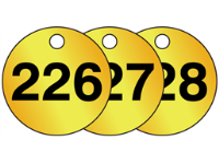 Brass valve tags, numbered 226-250