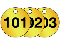 Brass valve tags, numbered 101-125