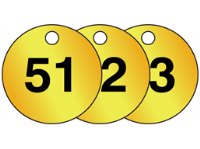 Brass valve tags, numbered 51-75