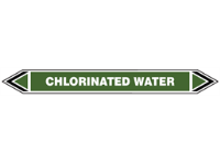 Chlorinated water flow marker label.