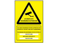 24 hour CCTV recording signs with custom text
