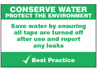 Conserve water sign.