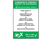 Conserve energy quality sign.