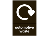 Automotive waste WRAP recycling sign.