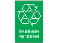 General waste non hazardous recycling sign.