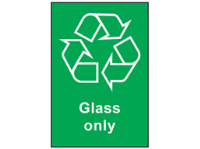 Glass only recycling sign.