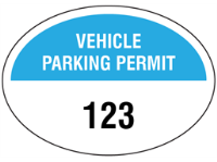 Vehicle parking permit label, serial numbered