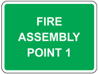 Fire assembly point, with number or letter as required sign