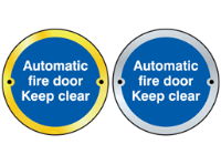 Automatic fire door keep clear symbol door sign.