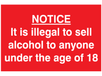 Alcohol sale age limit sign