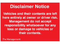 Car park disclaimer notice sign