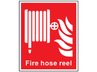 Fire hose reel symbol and text safety sign.