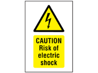 Caution Risk of electric shock symbol and text safety sign.