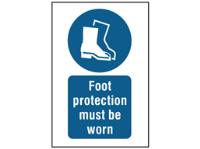 Foot protection must be worn symbol and text safety sign.