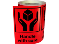 Handle with care shipping label.