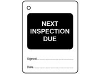 Next inspection due tag.
