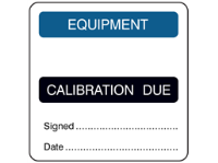 Equipment, calibration due combination label.