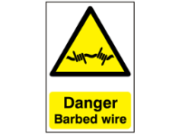 Danger, Barbed wire safety sign.
