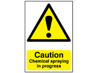Caution, Chemical spraying in progress warning sign.
