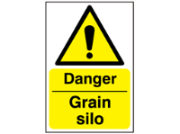 Danger, Grain silo safety sign.