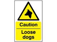 Caution loose dogs safety sign.