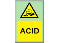 Acid photoluminescent safety sign