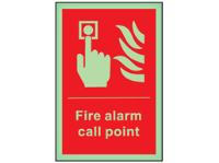 Fire alarm call point symbol and text photoluminescent safety sign