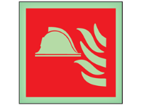 Fire point symbol photoluminescent safety sign