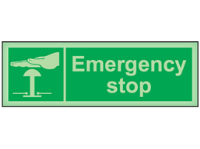 Emergency stop photoluminescent safety sign